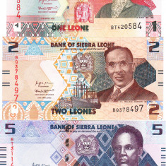 Sierra Leone Set 1-2-5 Leones P-New 2022 UNC