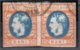 ROMANIA 1869 LP 28 REGELE CAROL I CU FAVORITI 25 BANI PERECHE STAMPILAT
