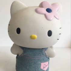 Jucarie papusa Hello Kitty, plastic, rochita blugi !976 2002 Sanrio Co LTD UK