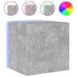 Cumpara ieftin Comoda TV de perete cu lumini LED, gri beton, 40,5x35x40 cm