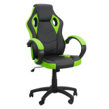 Scaun pentru gaming, inaltime maxima 121 cm, suporta 110 kg, Negru/Verde, General