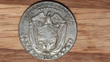 Panama - argint raritate - 1/2 (medio) balboa 1966 - moneda mare ! 30,6mm, 11,5g, America Centrala si de Sud