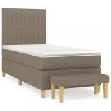 Cumpara ieftin Pat box spring cu saltea, gri taupe, 90x190 cm, textil