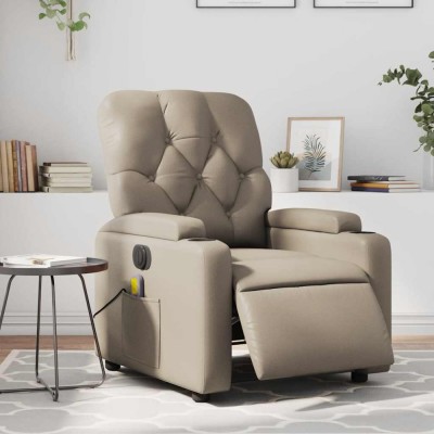 vidaXL Fotoliu electric masaj rabatabil, cappuccino, piele ecologică foto