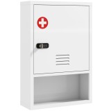 HOMCOM Dulap pentru Medicamente cu &Icirc;ncuietoare cu Combinație, 40x15x60 cm, Alb | Aosom Romania