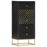 vidaXL Dulap cu sertare, negru/auriu, 45 x 30 x 105 cm, lemn de mango