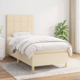 VidaXL Pat box spring cu saltea, crem, 80x200 cm, textil