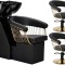 Set Scafă coafor profesională unitate de spălare model Zoe + 2 x scaune de coafură hidraulic pivotant pentru picioare și accesorii bol ceramic