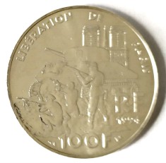 FRANTA 100 FRANCI 1986 ELIBERAREA PARISULUI ARGINT XF AUNC 900/1000 15 G