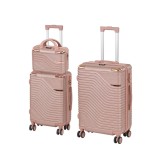 Set 3 Valize Rigide Leziter TraveLux Pro XVIII ABS Roz-Auriu Cabina 55x40x20 cm Roti 360&deg; Cui Cifru