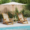 VidaXL Scaun de plajă cu pernă Pliere 2 pcs Maro 61.5 x 123 x 82cm