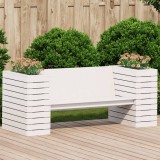 Cumpara ieftin Banchetă cu jardiniere, alb, 167,5x60x65 cm, lemn masiv de pin
