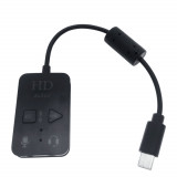 Cumpara ieftin Placa de sunet USB Tip C, Virtual 7.1 Channel, cu iesire 2 x Jack 3.5mm mama, butoane de comanda, indicatori Led, neagra