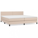 Cumpara ieftin Pat continental cu saltea, cappuccino, 200x200 cm, piele eco