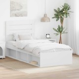 Cumpara ieftin Cadru de pat cu headboard Alb 100 x 200 cm Lemn de pin masiv