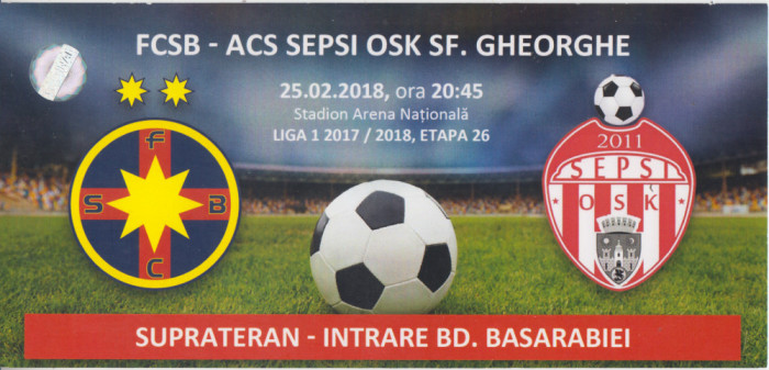 QW13 8 - Bilet acces parcare FCSB Steaua - ACS Sepsi OSK SF Gheorghe 25 02 2018