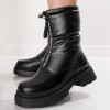 Cizme Dama Imblanite Negre Fas Kinana - Incaltaminte Iarna cu Toc 5cm, Platforma 4cm, Interior Calduros - ModaStil