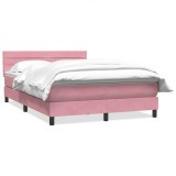 Cumpara ieftin Pat box spring cu saltea, roz, 140x210 cm, catifea