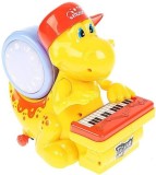 Dinozaur Jucarie Muzical cu Lumini LED, Canta la Pian, Merge, 20cm, Baterii AA Necesare