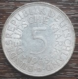 (A849) MONEDA DIN ARGINT GERMANIA - 5 MARK 1963, LIT D, 11,2 GRAME. PURITATE 625, Europa