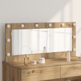 vidaXL Oglindă de toaletă cu lumini LED Stejar Artisan 100x45x18 cm
