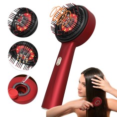 Perie Electrica Masaj Scalp, 3 Moduri, Terapie LED Infrarosu, Reduce Caderea Parului, Stimuleaza Cresterea, Rezistenta Apa, Uleiuri, Rosu/Negru