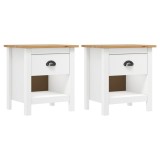 vidaXL Noptiere Hill, 2 buc., 46x35x49,5 cm, lemn masiv de pin