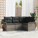 Cumpara ieftin Set de canapele pentru grădină cu pernă 4 pcs Gri Rattan poli