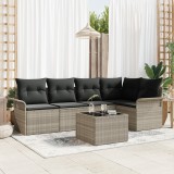 VidaXL Set canapea grădină 6 pcs Gri 55 x 55 x 37 cm Ratan, Poliester