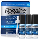 Rogaine Minoxidil 5% Solutie pentru barbati, Tratament &icirc;mpotriva căderii părului, 3 flacoane