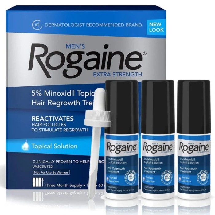 Rogaine Minoxidil 5% Solutie pentru barbati, Tratament &icirc;mpotriva căderii părului, 3 flacoane