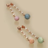 Cumpara ieftin Cercei Argint 925 placat aur roz, acvamarin multicolor, perle cultura, zirconiu, 4.5cm, Reflection, Cutie cadou, Made in Italy