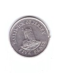 Moneda Jersey 5 pence 2008, ciupita pe cant, curata