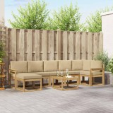 vidaXL Set de canapele de exterior cu pernă 8 pcs Alb și Bej Poliester 3387972