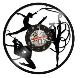 Ceas de perete decorativ, Gimnastica Ritmica / Rhythmic Gymnastics, realizat din disc de vinil (Vinyl Record), 30 cm, mecanism silențios, negru