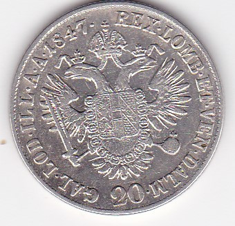 AUSTRIA 20 KREUZER 1847 E ALBA IULIA