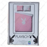 Lenjerie de pat pentru 2 persoane &ndash; Design Playboy &ndash; Roz-Alb