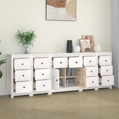 vidaXL Servantă, alb, 230x35x80 cm, lemn masiv de pin 3114090 foto
