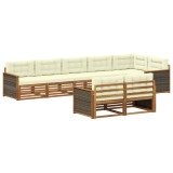 vidaXL Set de canapele de exterior cu pernă 8 pcs Natural și Crem 3383498