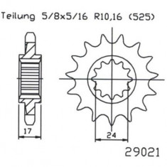 Pinion fata 15 dinti pas lant 525 - Honda CB 600 F Hornet (98-06) - S F21 Hornet S (00-04) - CBF 600 N/S (05-07) - CBR 600 F (97-98)