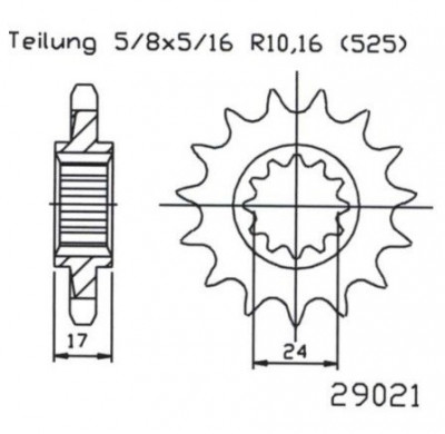 Pinion fata 15 dinti pas lant 525 - Honda CB 600 F Hornet (98-06) - S F21 Hornet S (00-04) - CBF 600 N/S (05-07) - CBR 600 F (97-98) foto