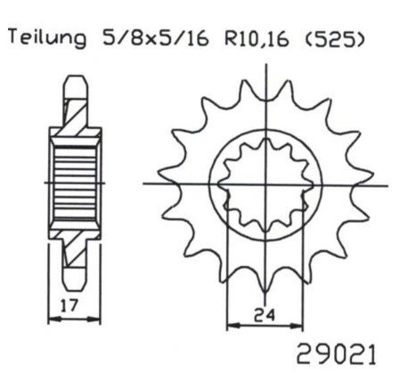 Pinion fata 15 dinti pas lant 525 - Honda CB 600 F Hornet (98-06) - S F21 Hornet S (00-04) - CBF 600 N/S (05-07) - CBR 600 F (97-98)