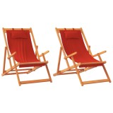 Cumpara ieftin Scaune pliante 2 buc. Material textil rosu