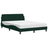 Cumpara ieftin Pat cu saltea, Dover, verde inchis, 140x200 cm, catifea
