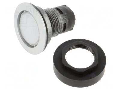 Comutator apăsare 22mm argintiu IP65 plat foto