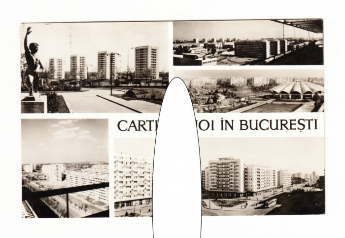 CP Bucuresti - Mozaic cartiere noi, RSR, circulata 1966, stare foarte buna