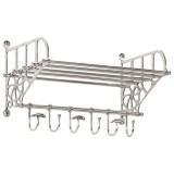 vidaXL Suport pentru bagaj cu umerașe, montat pe perete, aluminiu