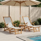 Sezlong pliabil 2 pcs 3 Pozitie Lemn de eucalipt masiv Crem