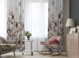 Set draperii dim-out model floral cu rejansa din bumbac tip fagure, Madison, 150x210 cm, densitate 700 g/ml, Lilium et Rosa, 2 buc