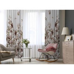 Draperie dim-out model floral cu rejansa din bumbac tip fagure, Madison, 150x245 cm, densitate 700 g/ml, Lilium et Rosa, 1 buc